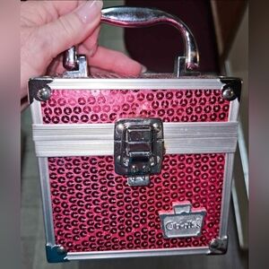 Caboodles Pink Sequin Makeup Case Organizer Sparkle Silver
